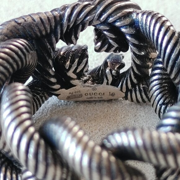 Gucci Interlocking G Chain Ring 925 Sterling Silver Size US 7.5 - Picture 4 of 9